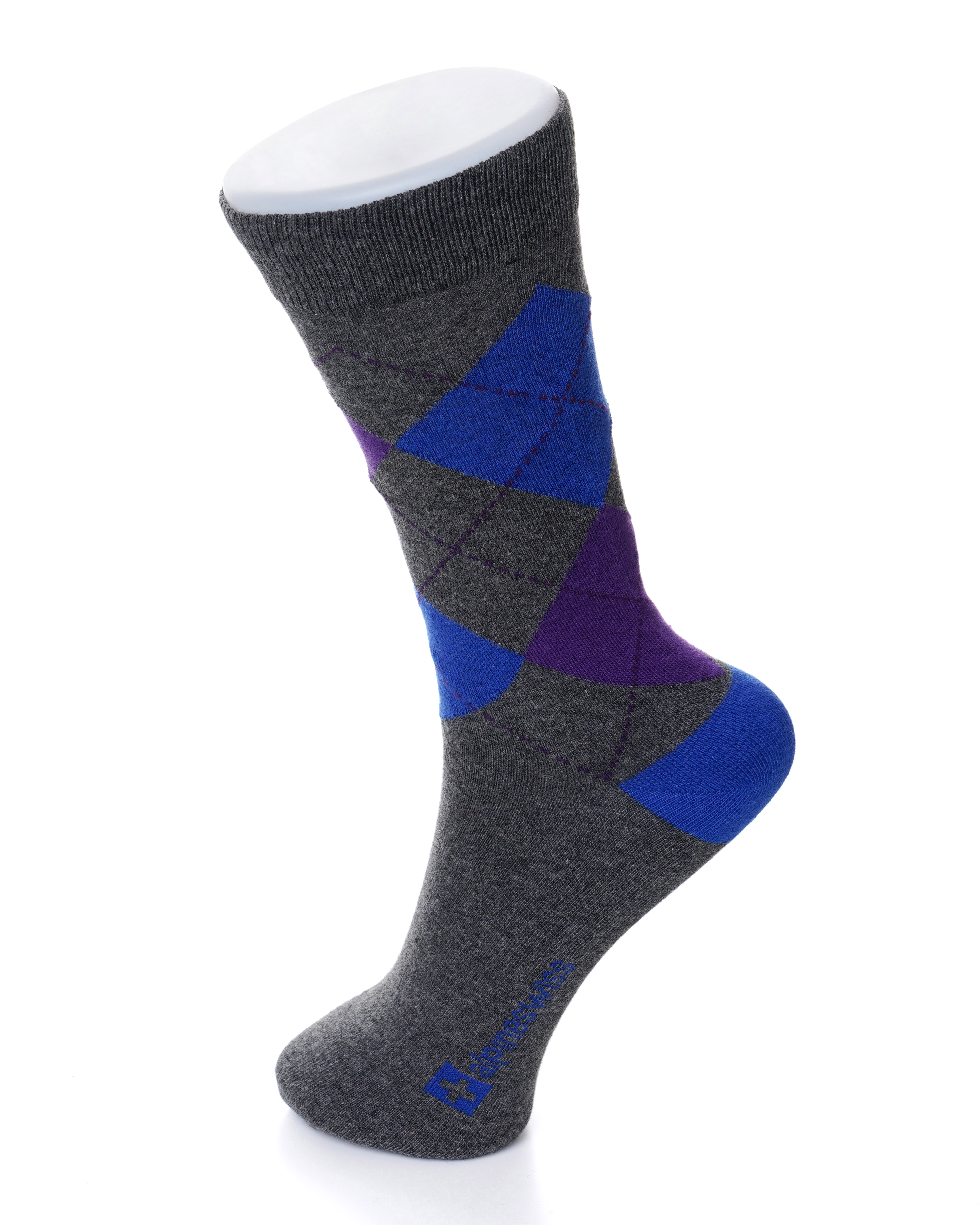 Alpine Swiss 6 Pack Mens Cotton Dress Socks Mid Calf Argyle Pattern